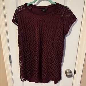 Red Lace Blouse with Short Sleeves